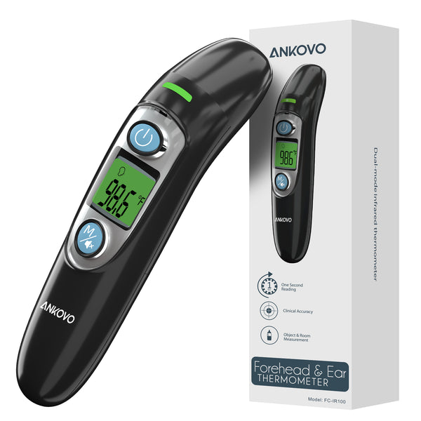 ANKOVO Dual Mode Infrared Thermometer, 1s Reading, 3 Colors Backlight, 35 Memories Recall, All Ages